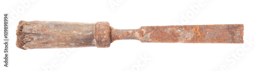 rusty chisel isolated on a white background
