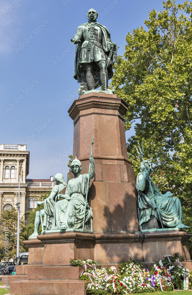 Statue of Istvan Szechenyi in Budapest, Hungary.