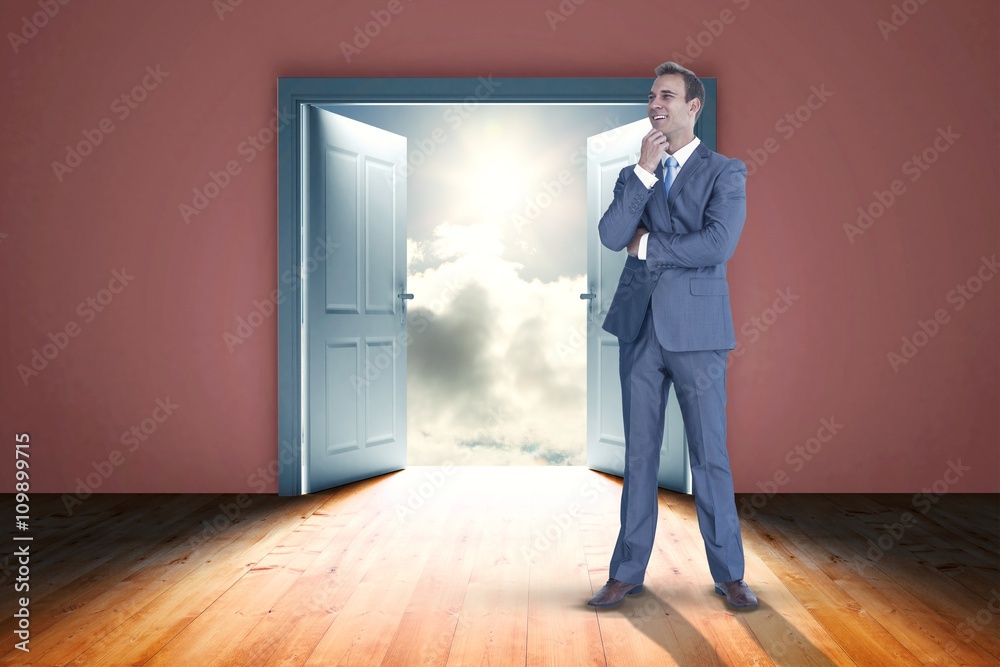 Composite image of thinking businessman