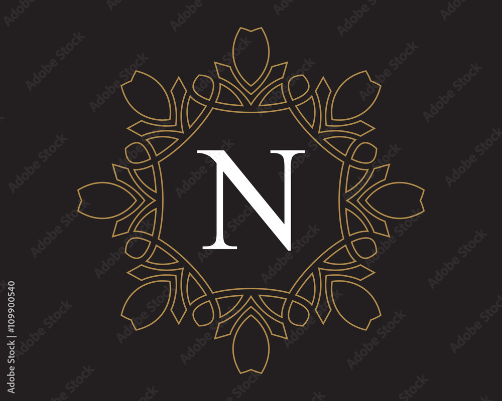N  Monogram Vintage Classic Letter Logo for Luxury  Business