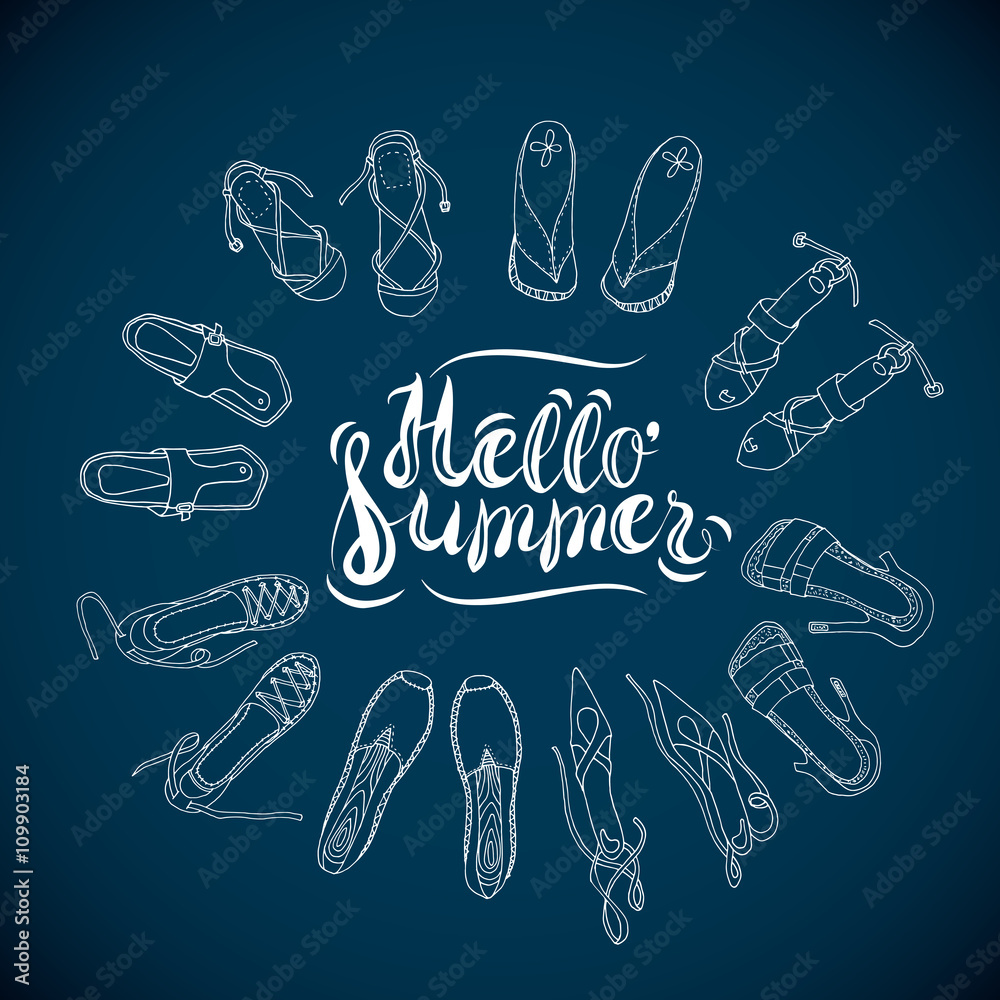 Naklejka premium Hello Summer Blue
