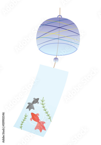 金魚の風鈴 イラストカット 夏・和風素材 Stock Illustration | Adobe 