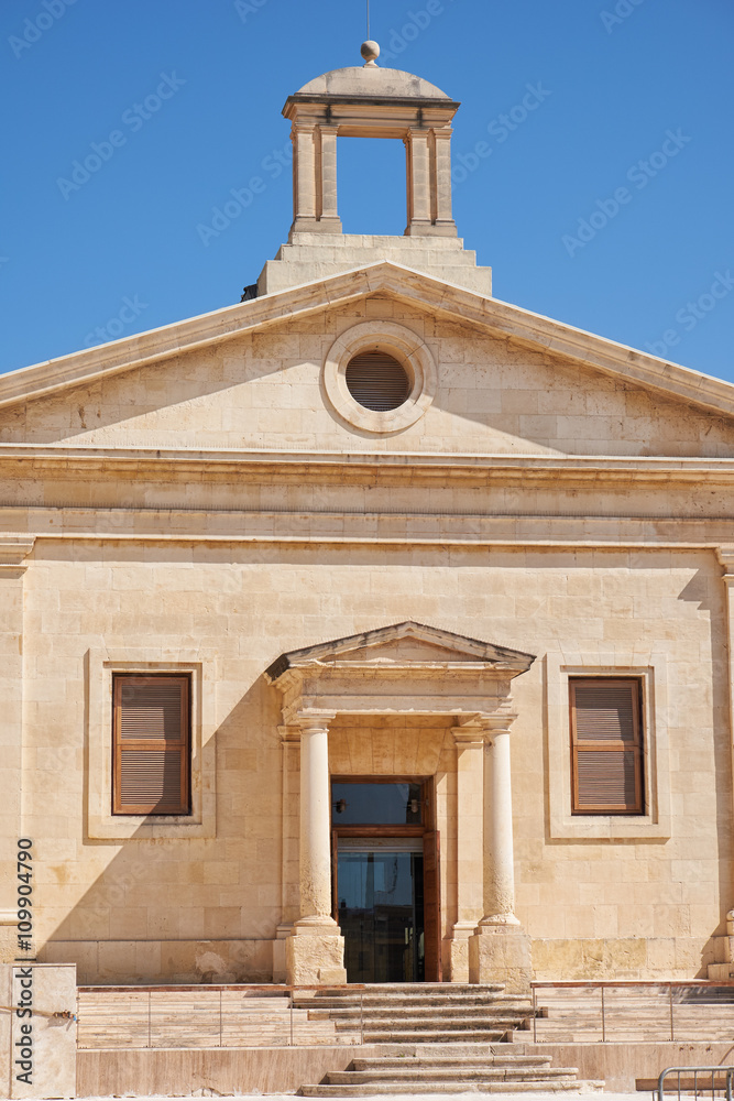 The facade of Malta Stock Exchange building. Valletta, Malta. The facade of Malta Stock Exchange building. Valletta, Malta.