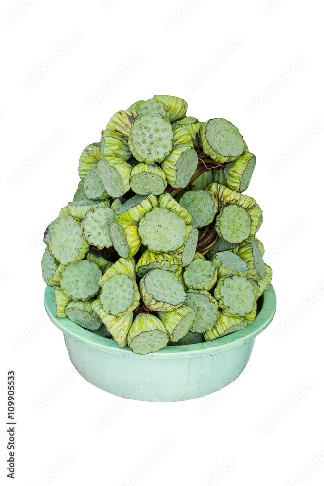Fototapeta premium Lotus seeds on white background.