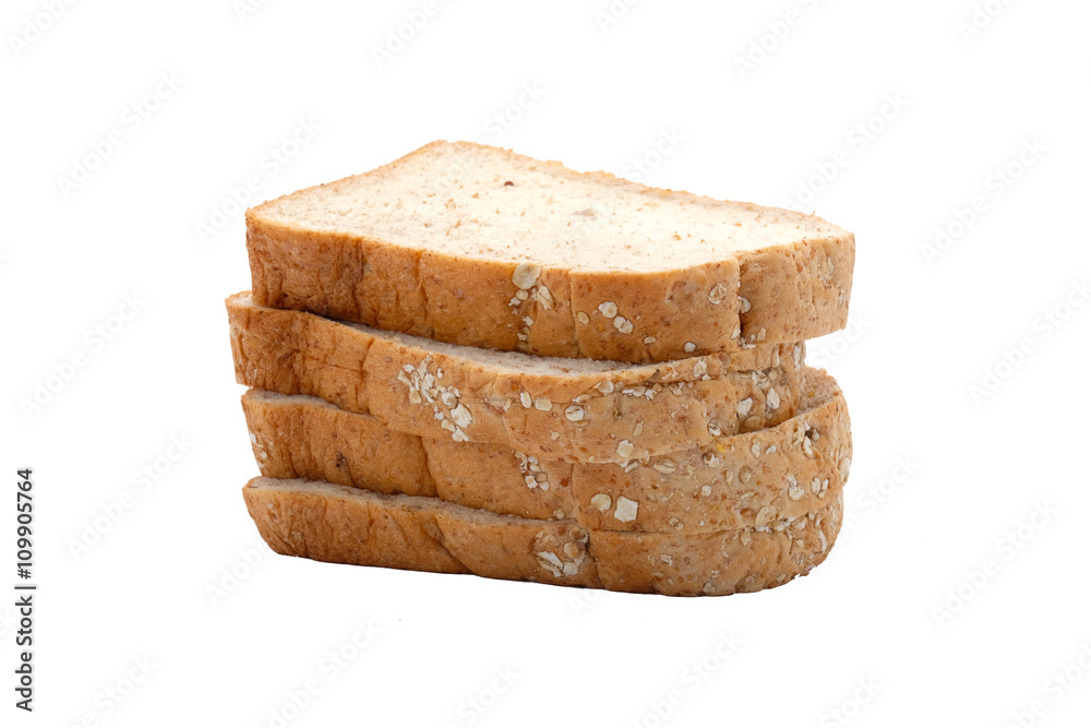 Slice grain breads isolated on white background Slice grain breads isolated on white background