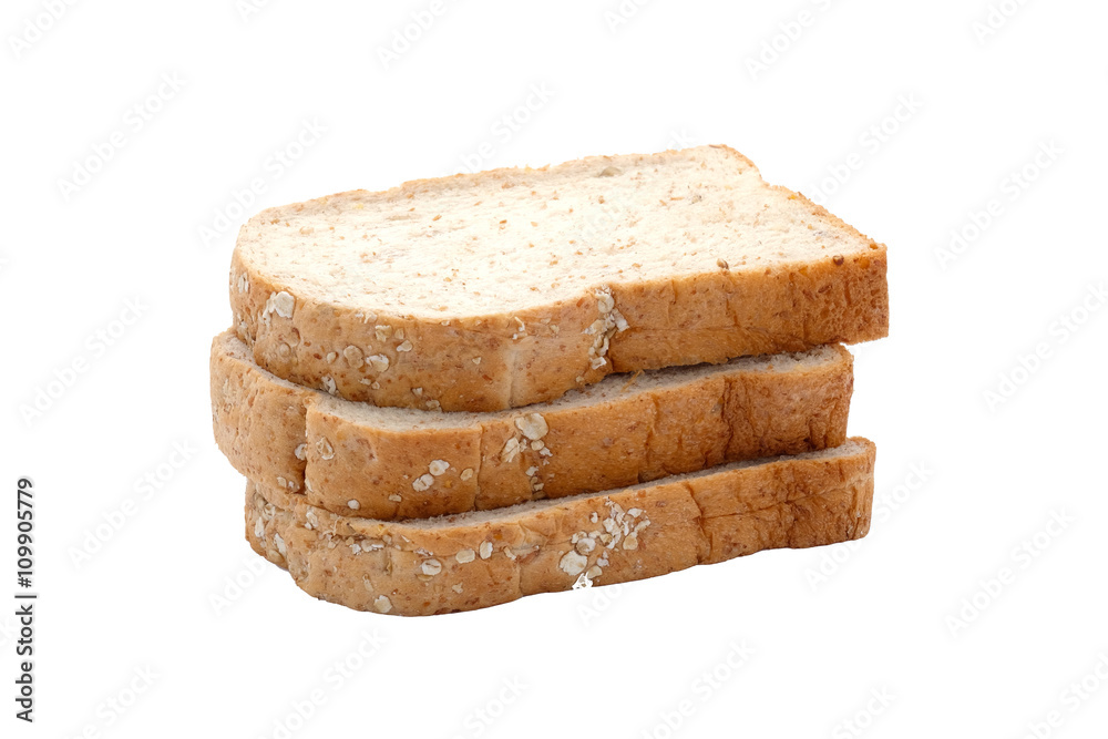 Slice grain breads isolated on white background Slice grain breads isolated on white background