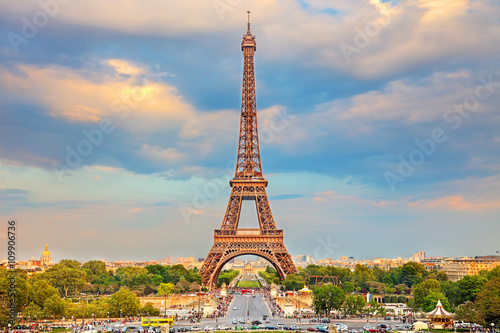 Eiffel Tower at summer sunny evening, Paris