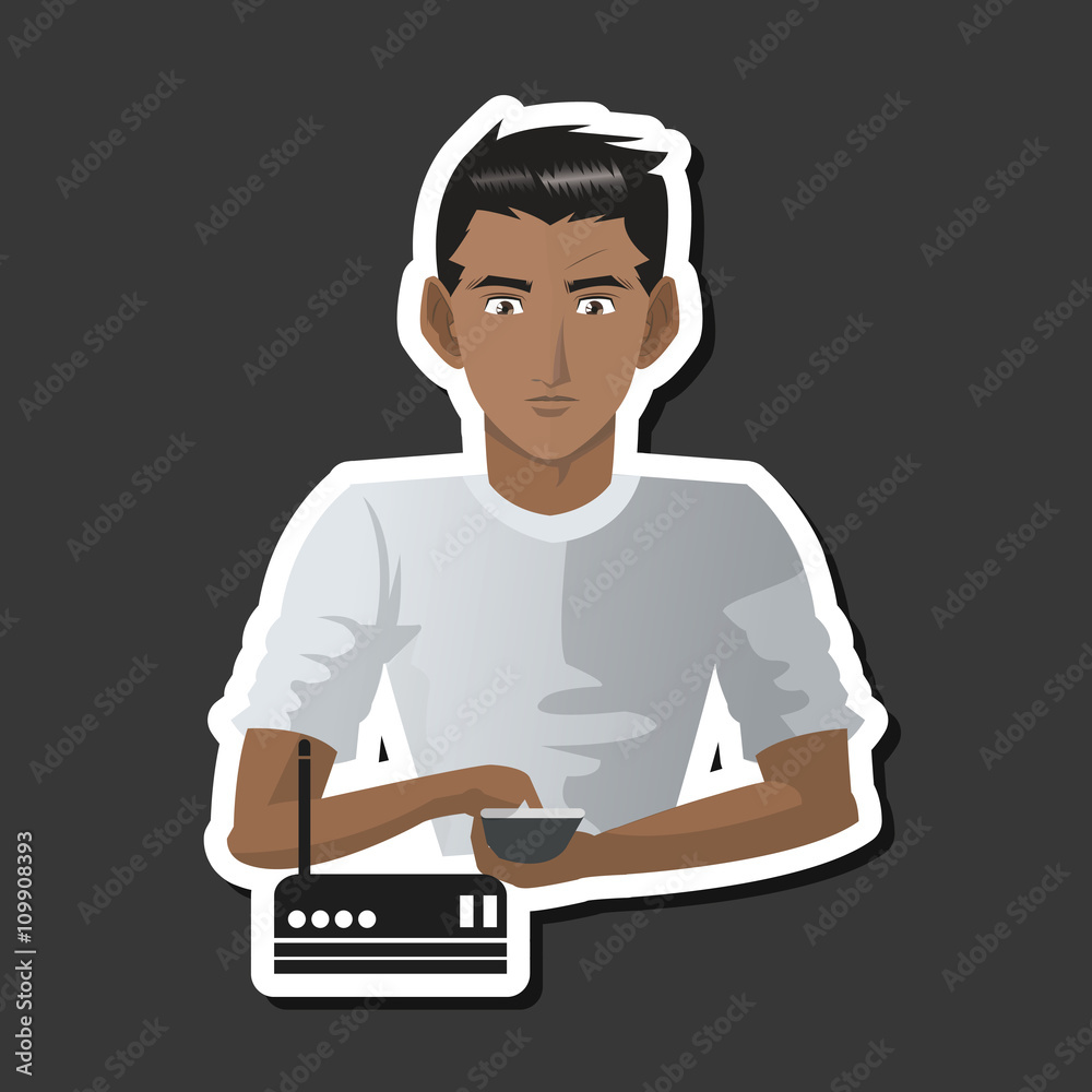 Social media with boy design over white background