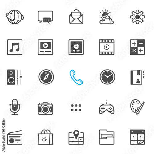 Mobile Phone application icons with White Background