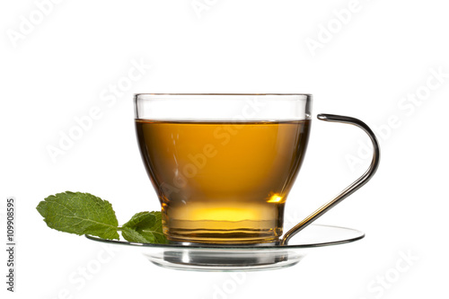 tea cup with leaves