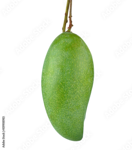 Fresh green mango on white background