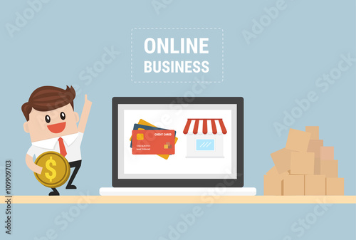 Online business. E-Business. Flat design