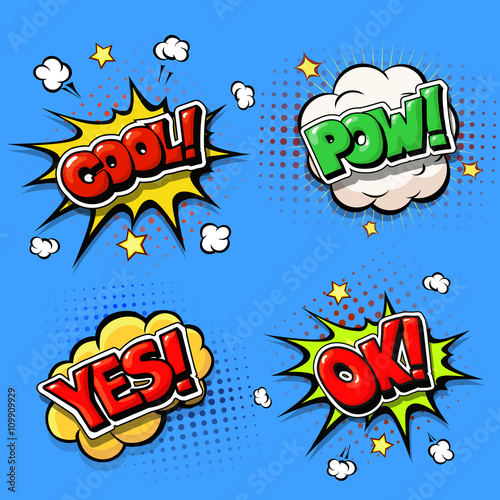 Set of Comic speech bubbles and explosion boom