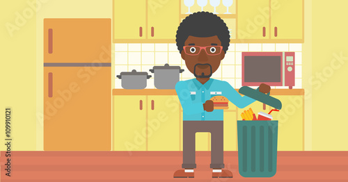 Man throwing junk food.