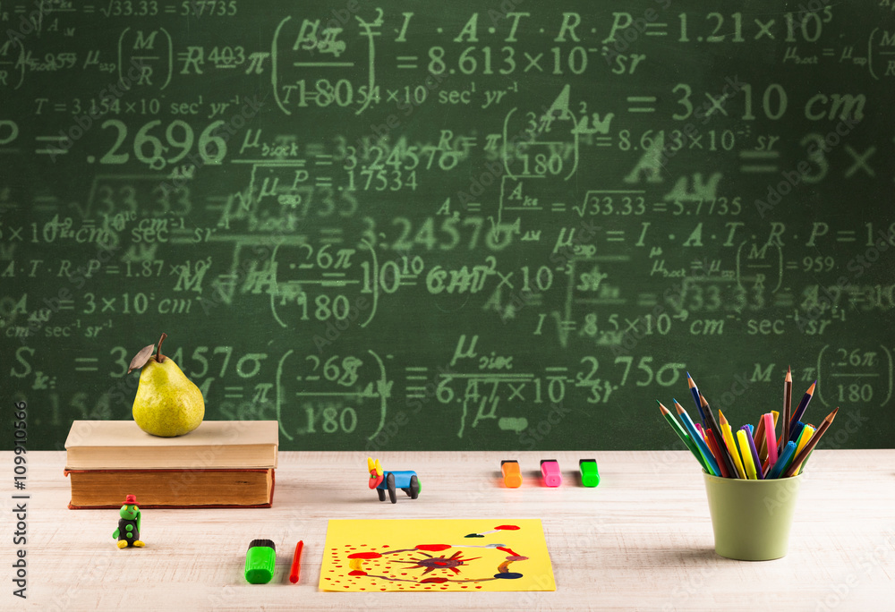 Back to school blackboard with numbers Back to school blackboard with numbers