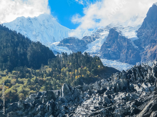 Wallpaper Mural Mingyong glacier and Meili Snow Mountains. It is one of most beautiful glaciers in Yunnan, China. Torontodigital.ca