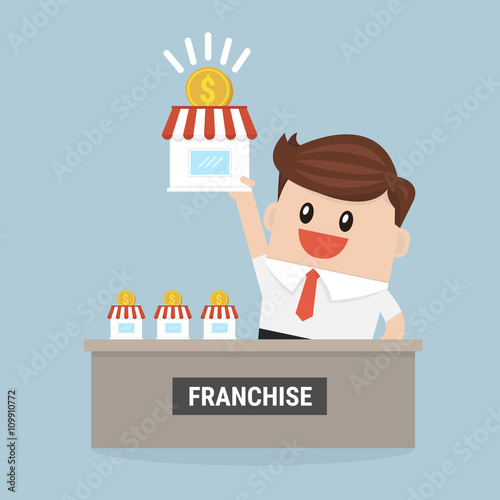 Businessman want to expand his business, Franchise Concept. vect