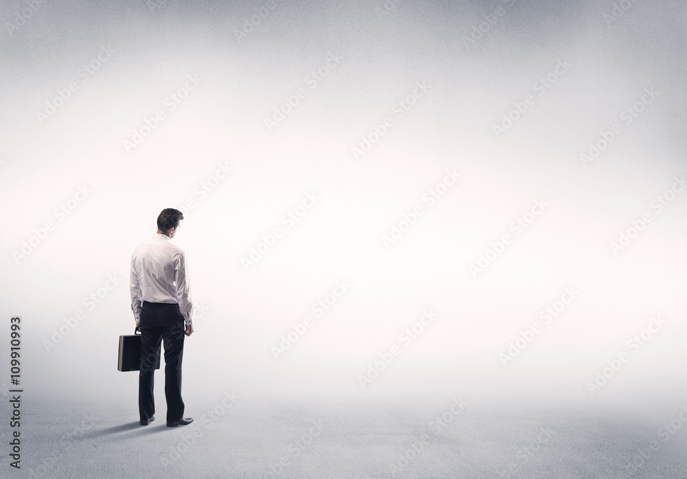 Sales person with empty white background Sales person with empty white background