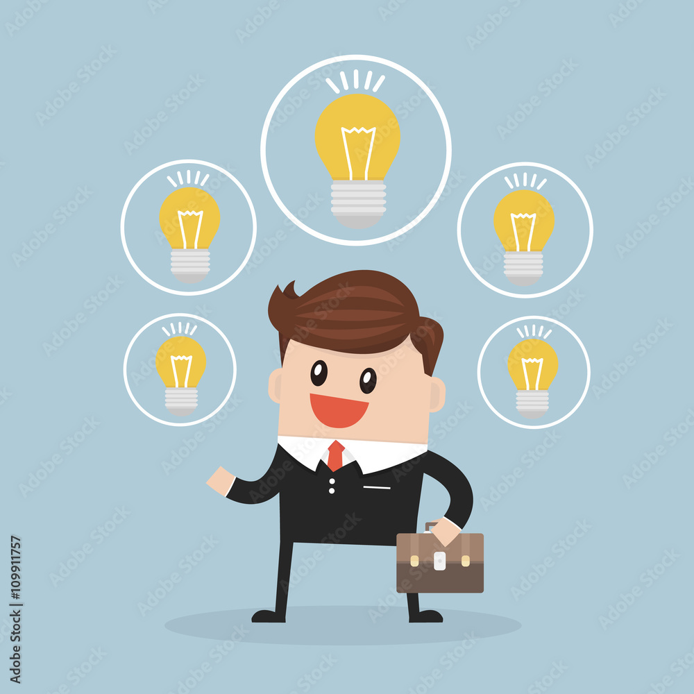 businessman with ideas, flat design vector. businessman with ideas, flat design vector.