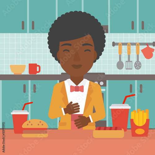 Woman suffering from heartburn.