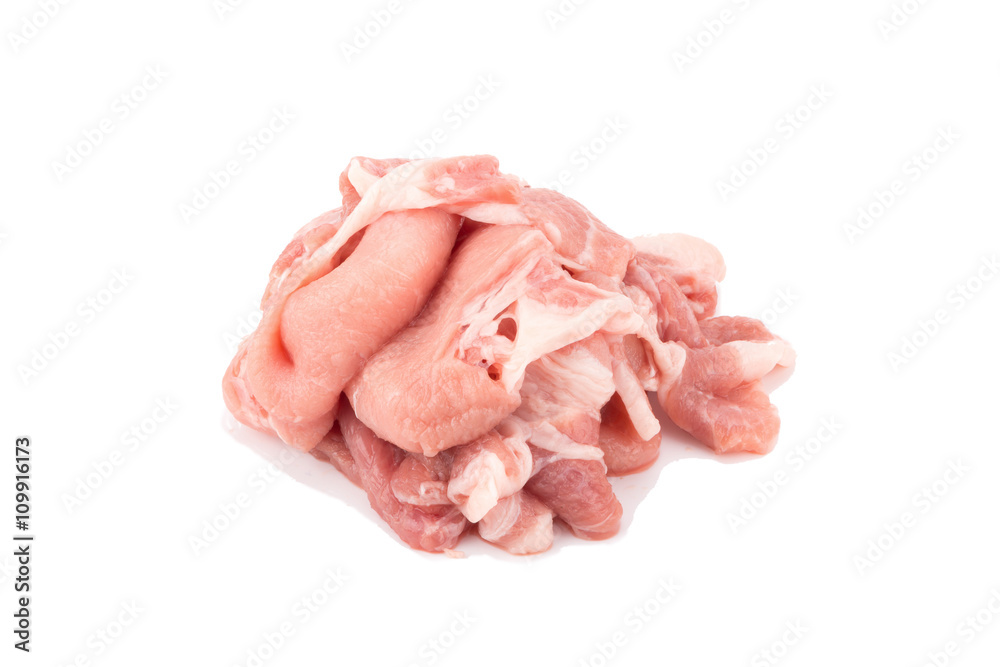Meat, pork, slices pork loin on a white background Meat, pork, slices pork loin on a white background