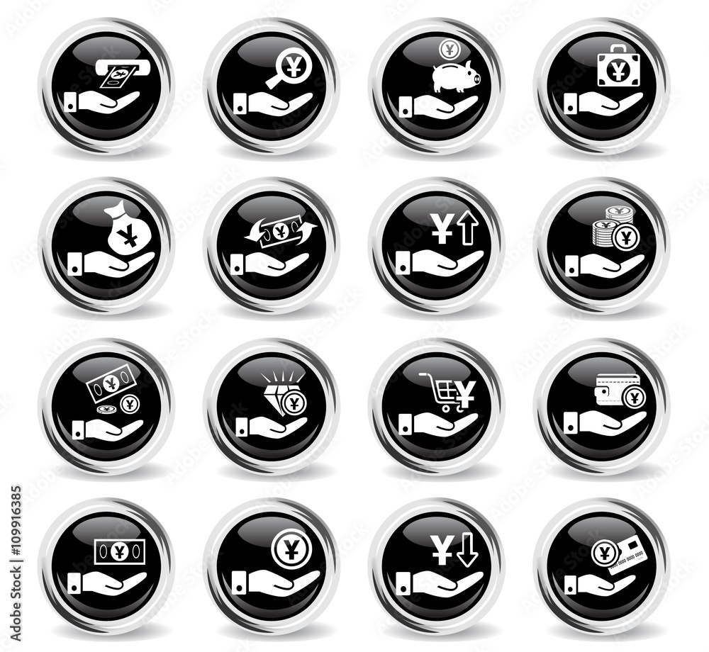 hand and money icon set hand and money icon set