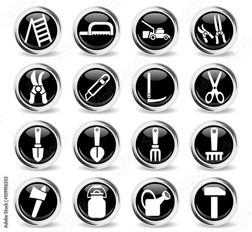 garden tools icon set