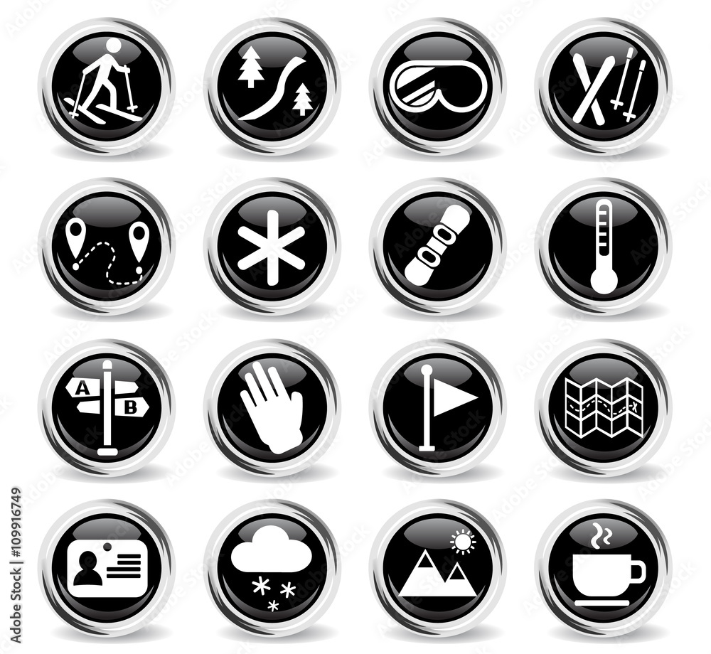 skiing icon set skiing icon set