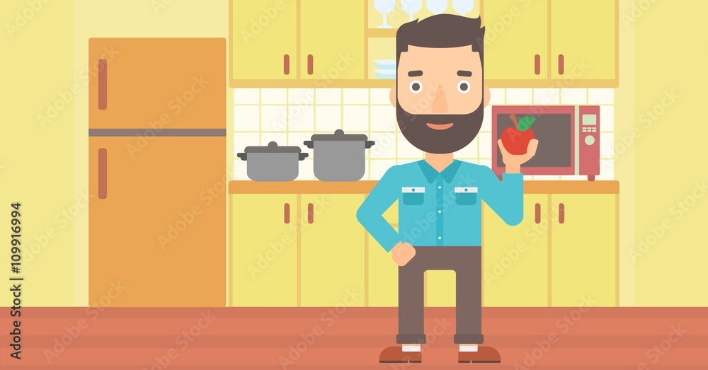 Man holding apple. Man holding apple.
