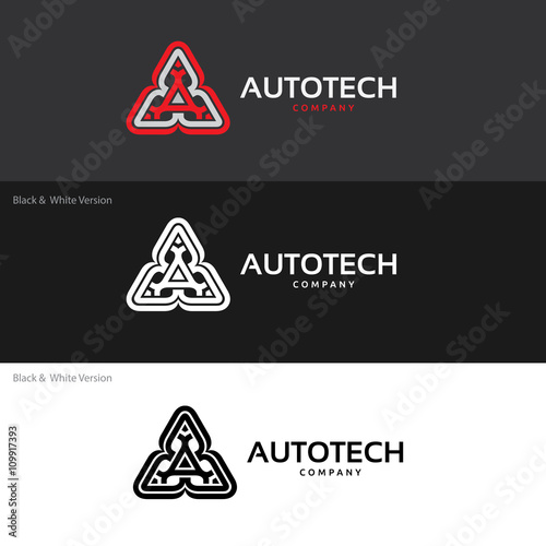Auto Tech logo. A letter logo,Abstract logo template.