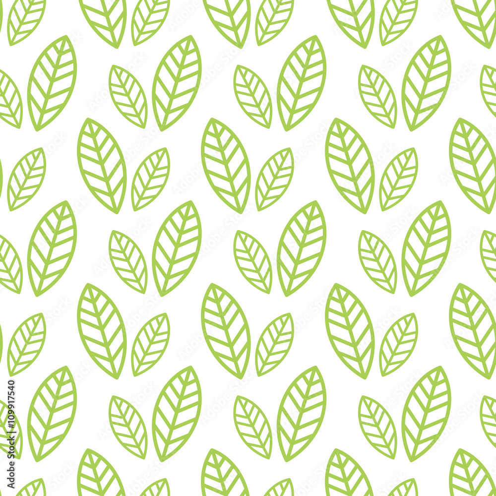 Simple seamless organic wallpaper with a pattern of green leaves and green leaf in a linear style. Good for organic wallpaper, packaging, invitations, organic background, scrap-booking. Vector. Simple seamless organic wallpaper with a pattern of green leaves and green leaf in a linear style. Good for organic wallpaper, packaging, invitations, organic background, scrap-booking. Vector.