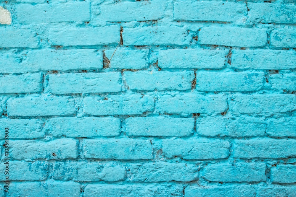 Blue brick wall surface background
