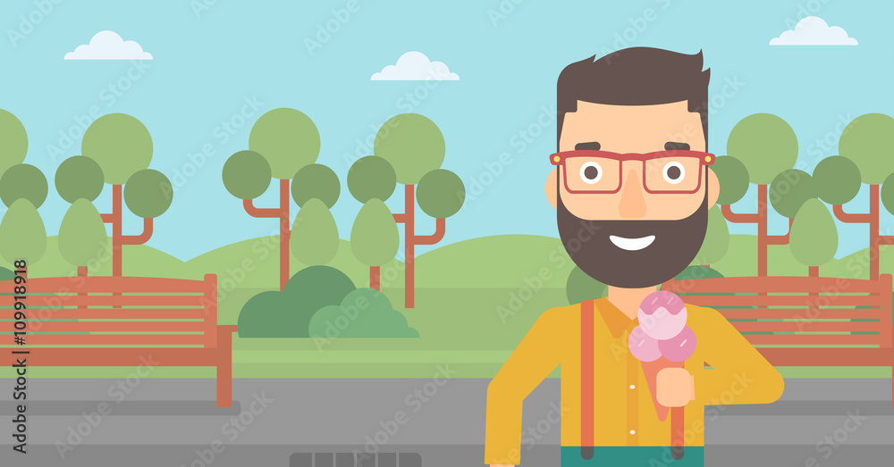 Man holding icecream. Man holding icecream.