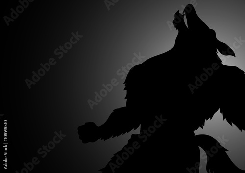Silhouette illustration of howling werewolf
