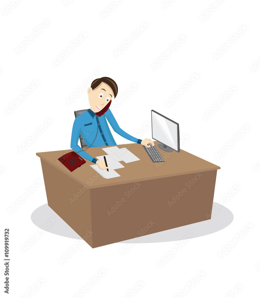 Multitasking job cartoon character vector flat design Multitasking job cartoon character vector flat design