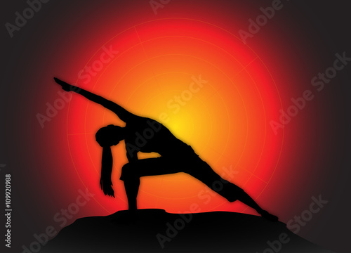 Yoga Extended Angle Pose Sun Background