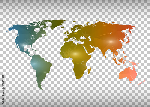 Abstract creative concept vector map of the world for Web and Mobile Applications isolated on background. Vector illustration, creative template design, Business software and social media, origami.