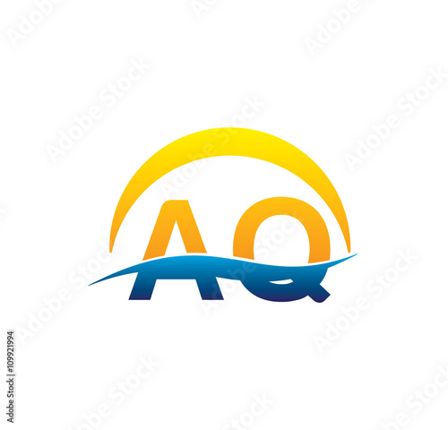 aq initial logo with waving swoosh