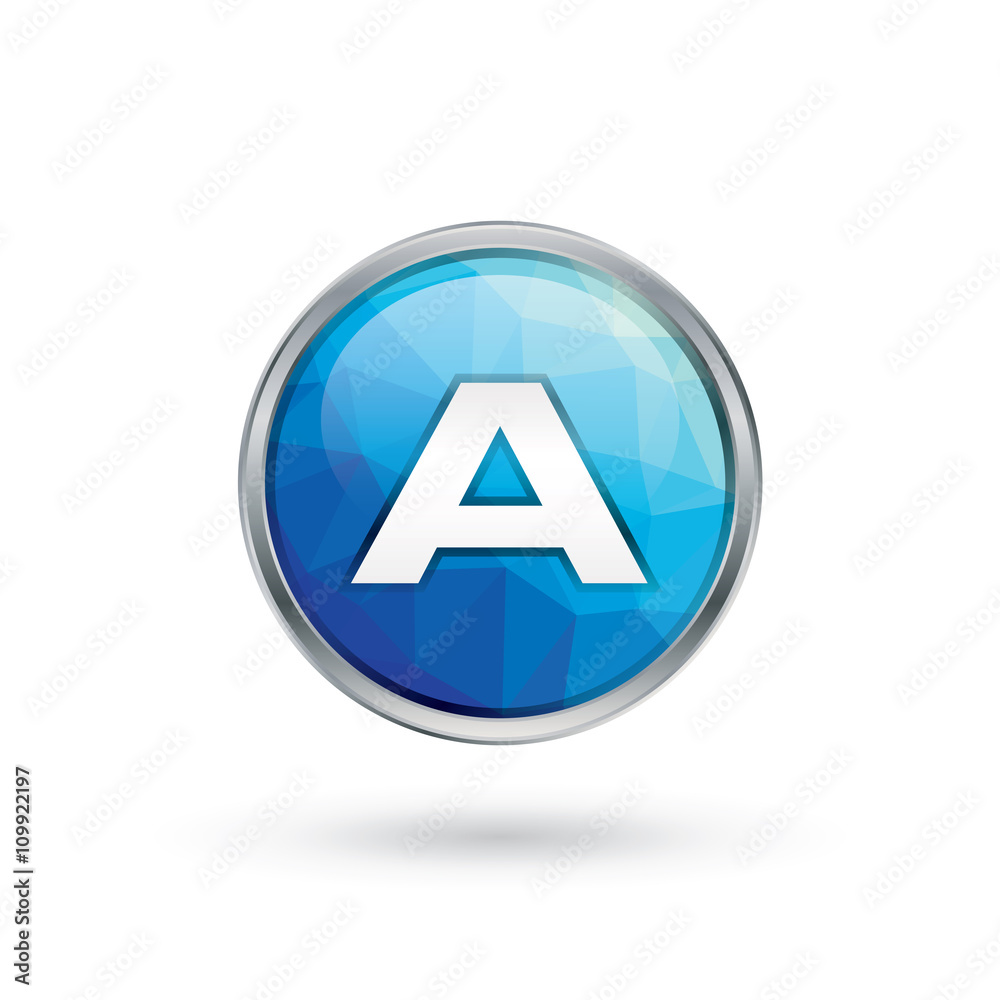 Polygon Glossy Silver Sphere Letter A Logo