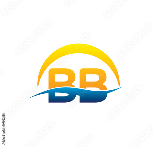 bb initial logo with waving swoosh