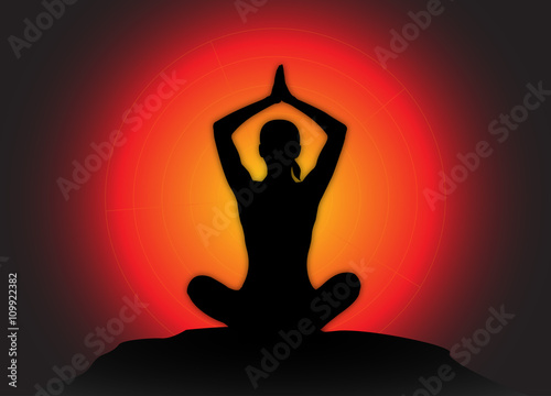 Yoga Arms Overhead Lotus Pose Sun Background