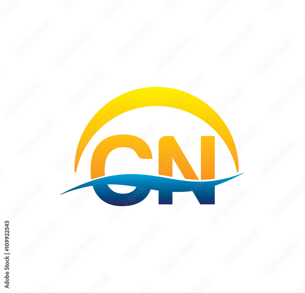cn initial logo with waving swoosh cn initial logo with waving swoosh