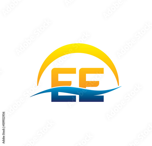 ee initial logo with waving swoosh