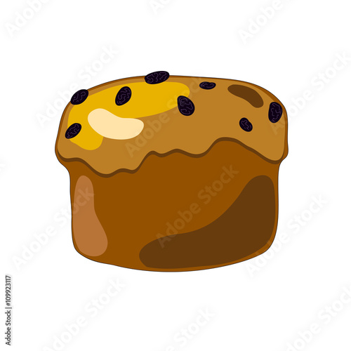 Pie with raisins on white vector illustration