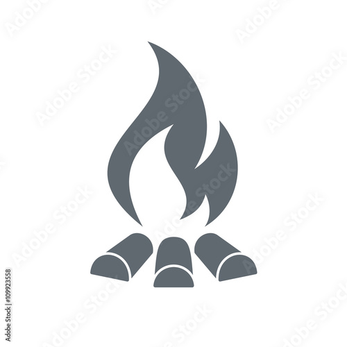Campfire silhouette with white background 