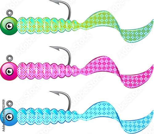 Soft plastic bright jig fishing lure twisting tail fish bait