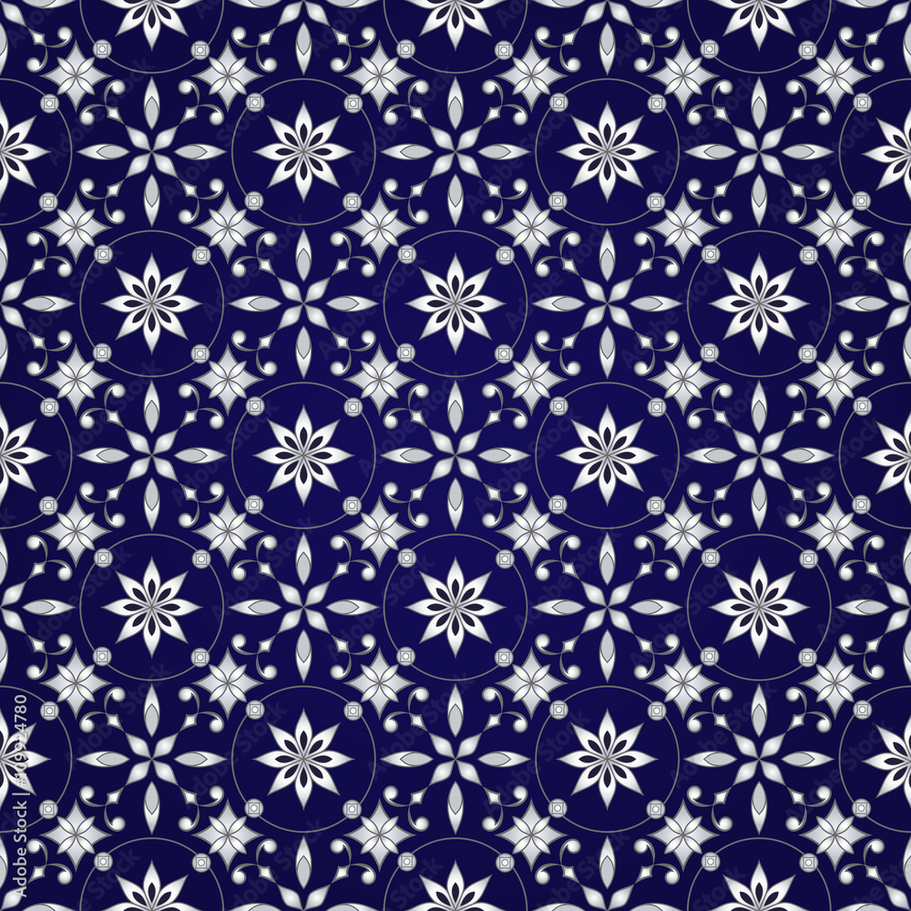 Decorative seamless silver texture on a dark blue. Decorative seamless silver texture on a dark blue.