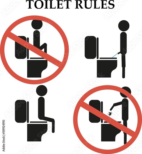 Toilet rules: do not step on the toilet sign