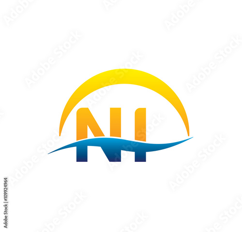 ni initial logo with waving swoosh