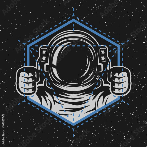 Astronaut with a geometric element.